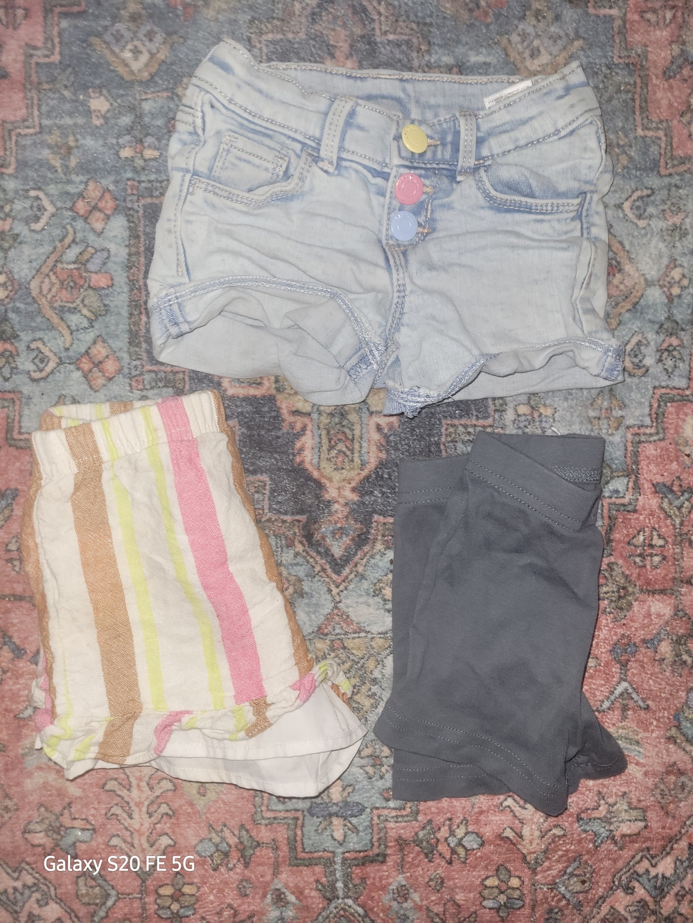 SHEIN Light Blue Denim Shorts with Colorful Button Accents